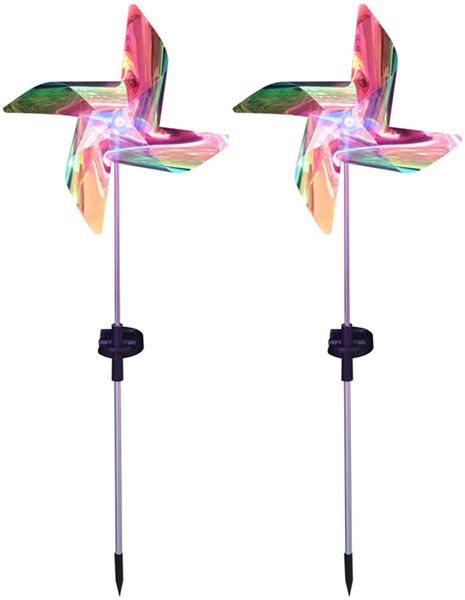 2 Pack Pinwheel LED Solar Lights Outdoor Garden Decorative
