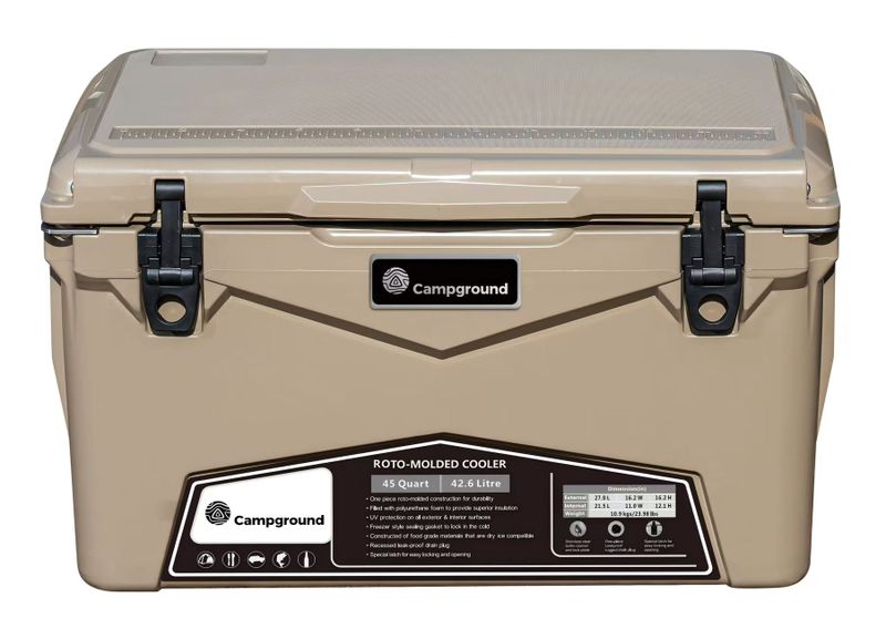 Campground Roto Molded Cooler Box - 45Qt /42.5L - Keeps Ice for up to 5 days