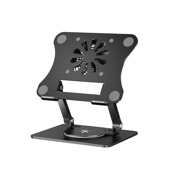 Black Laptop Cooling Stand with Fan, Adjustable Ergonomic Riser