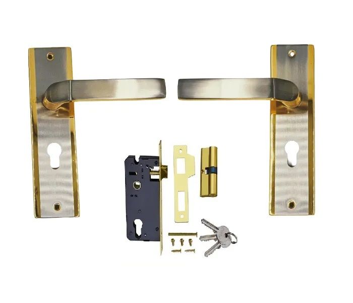 BD - Modern Door Lock Set with Gold Border Modern Handles With 3 Keys