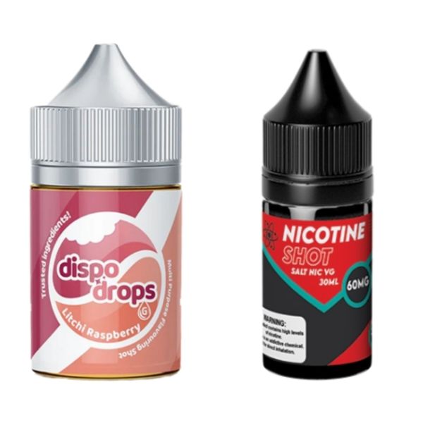 Dispo Drops 60ml Salt/MTL Combo 30MG - Litchi Raspberry