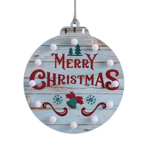 Round Wooden Christmas Lighted Ornament-"Merry Christmas" Design for Decor