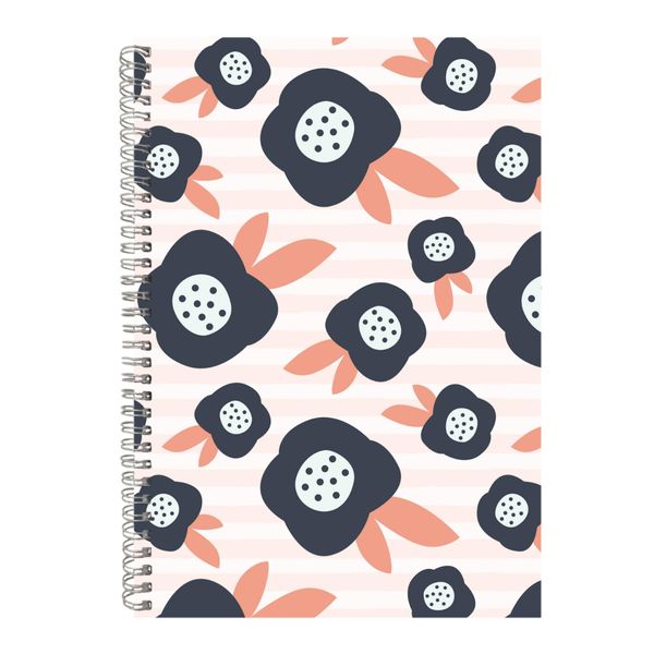Abstract A4 Notebook Spiral Lined Floral Leaf Pattern Graphic Notepad 200