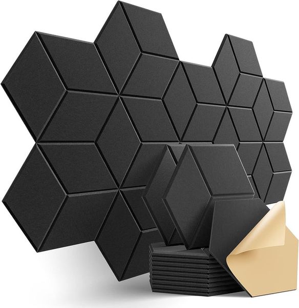 12-Pack Hexagon Self Adhesive Sound Proof Panels