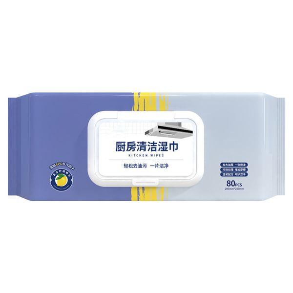 RectangularStrong To Remove Oil Stains Wet Kitchen Cleaning Wipes - 80 Pieces