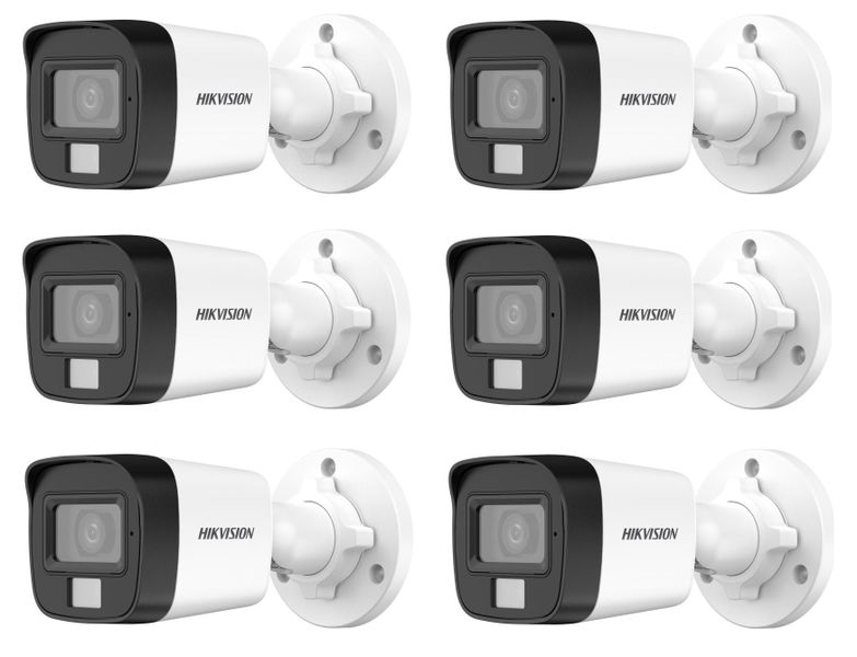 Hikvision 3K Smart Hybrid Light Audio Bullet Camera - 6 Set - SBR Bundle