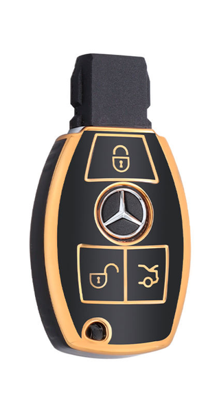 Premium Tpu Car Key Cover Compatible with Mercedes 3Button White And Silver