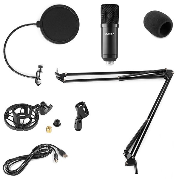 Vonyx CMS300B Studio USB Microphone Set - Complete Kit