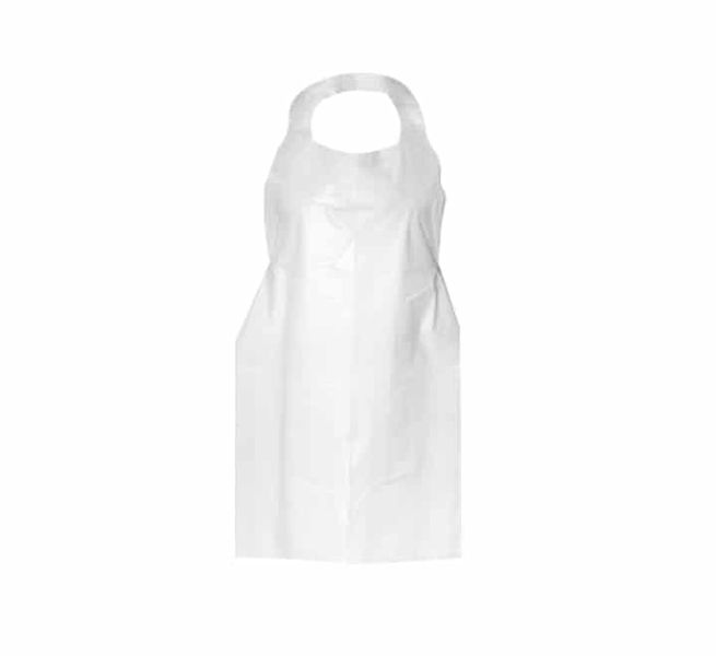 Disposable White Plastic Apron - One size fits all