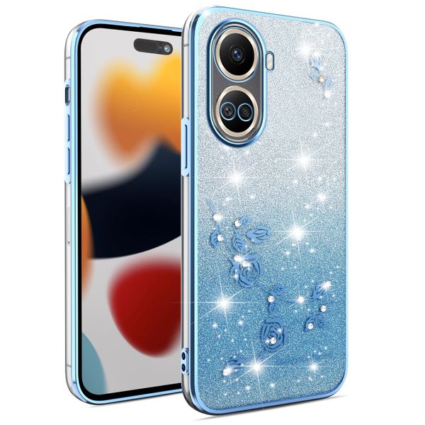 Phone Case Compatible With Huawei Nova 10 SE Flowers Diamond Shining Cover
