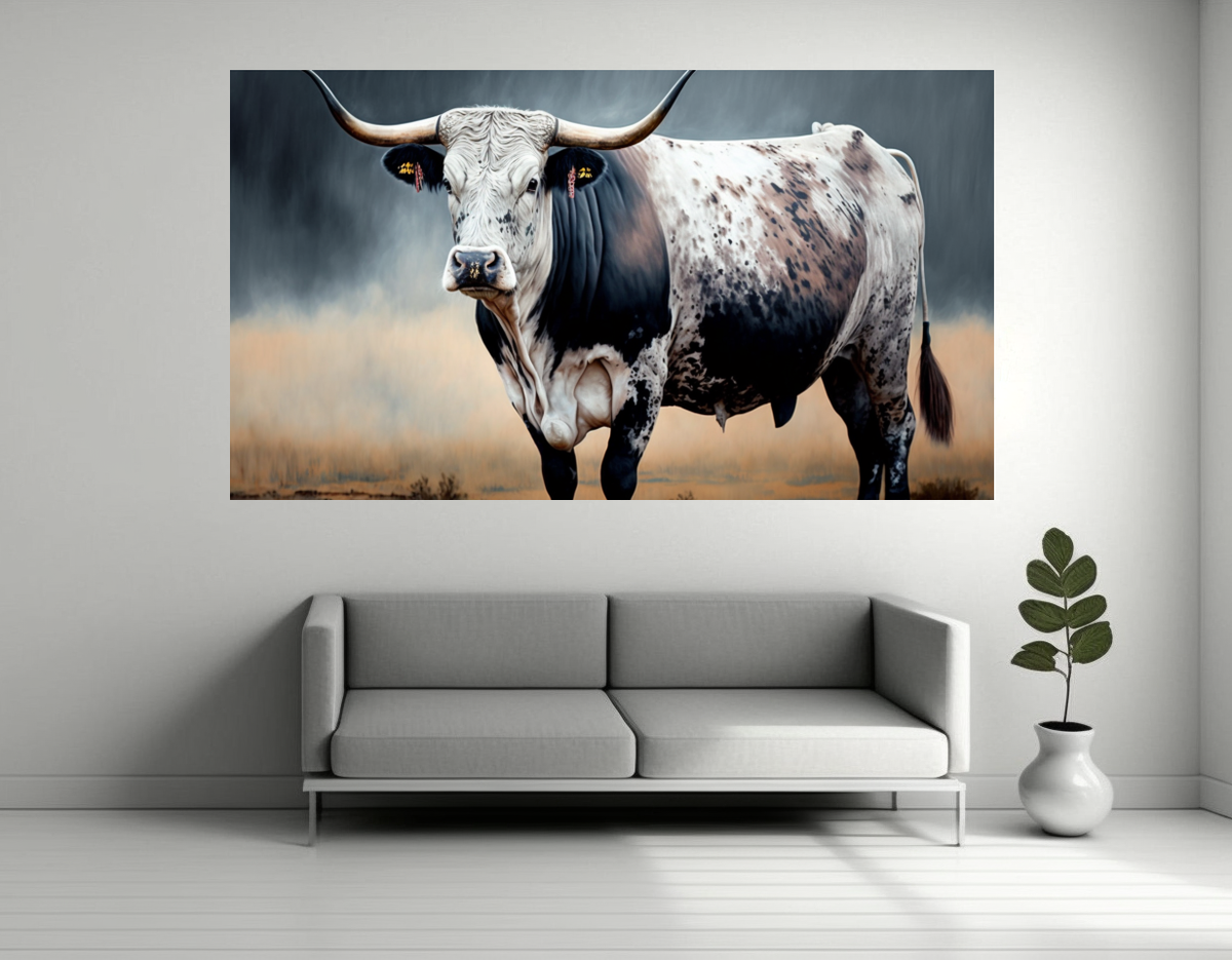 Canvas Wall Art - Nguni Bull Fancy Artwork B1468