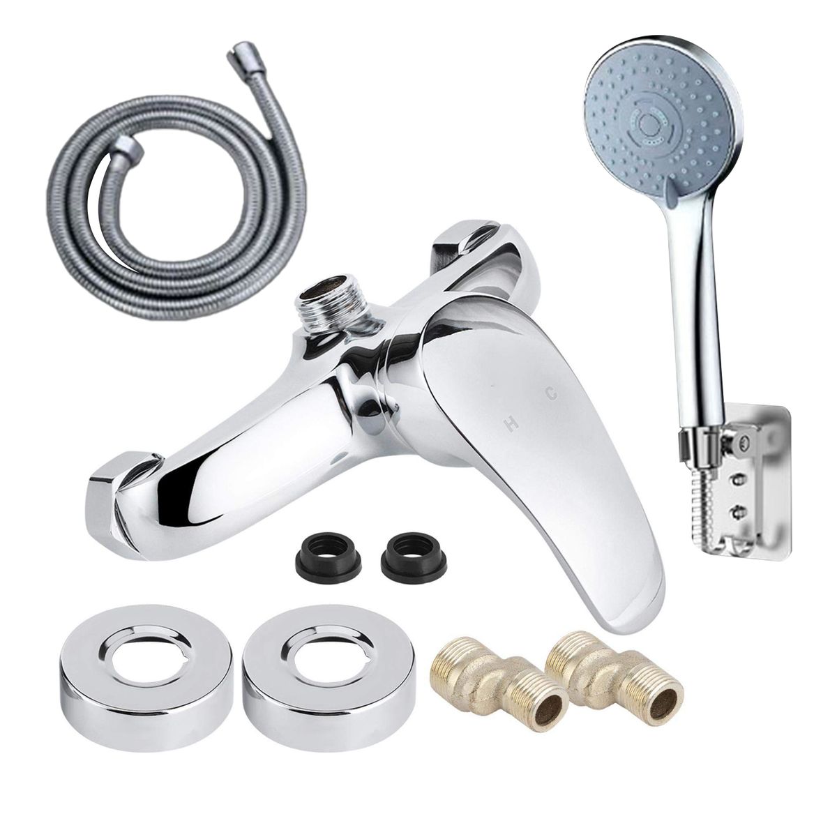 Lunar Mist Collection- Wall-Mounted Bath Shower Mixer with Hand Shower