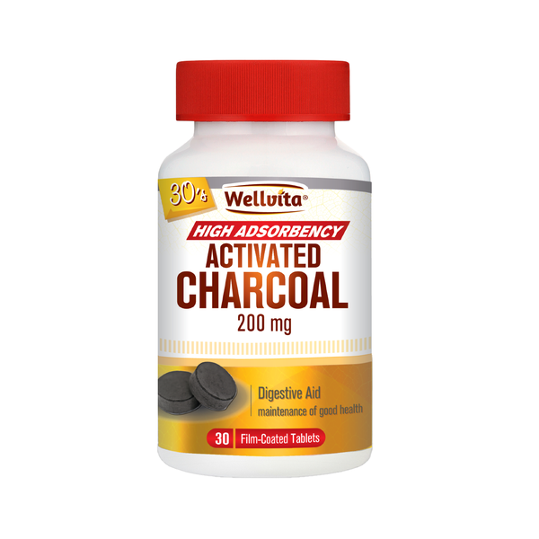 Wellvita Activated Charcoal 200 mg 30 tablets