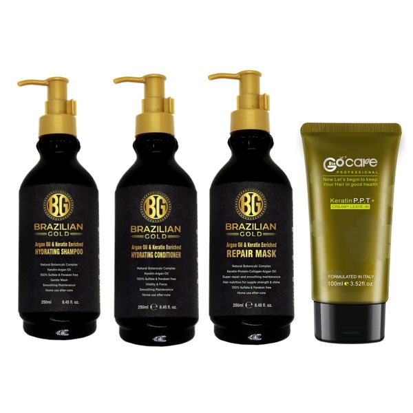 Brazilian Gold Argan Oil Keratin 250ml (Shampoo, Conditioner, Repair, PPT)