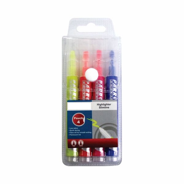 Highlighter Markers Slimline (Pouch 4) Pack of 3