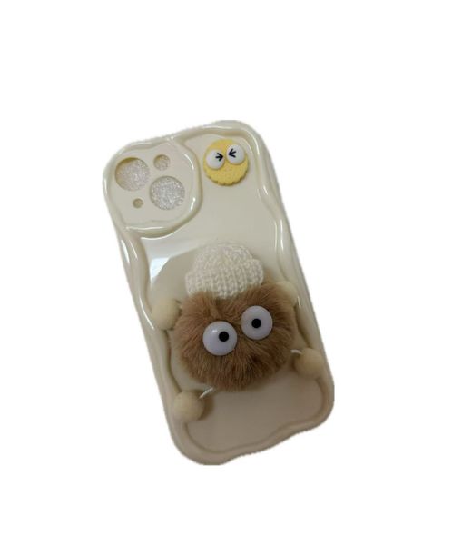 3D Plush Doll Phone Case compatible with iPhone12/13/14/15Pro/Pro Max Black