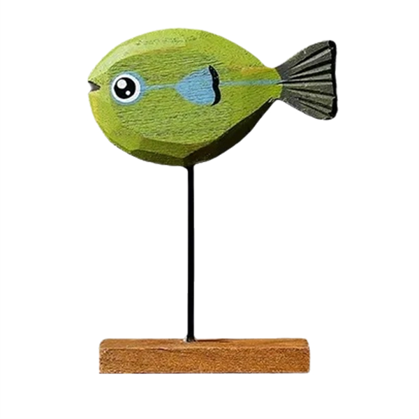 Wooden Fish Statue Nordic Home Decorations Fish Sculpture Ornaments E