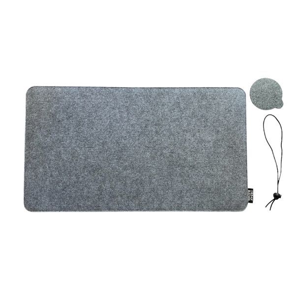 Desk Pad, grey felt Desk Mat. Extended Mouse Pad. Size 64cm x 36cm