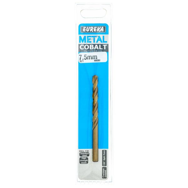 EUREKA DRILL BITS Cobalt 7.5mm Q:1 for Metal 4AA50U