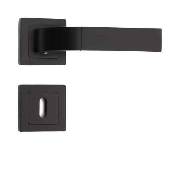 Siena On Square Rose, Matt Black - Door Handle
