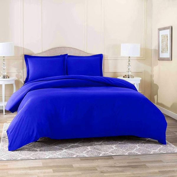 Wonder Towel Luxury Crease-free Hotel Duvet Cover Set Queen Royal Blue