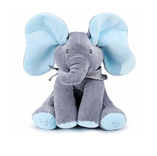 Jack Brown Music Singing Elephant Plush Toy - Blue and Grey