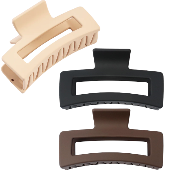 3 Pieces Large Square-Shaped Hair Claw Clips - Multicolor