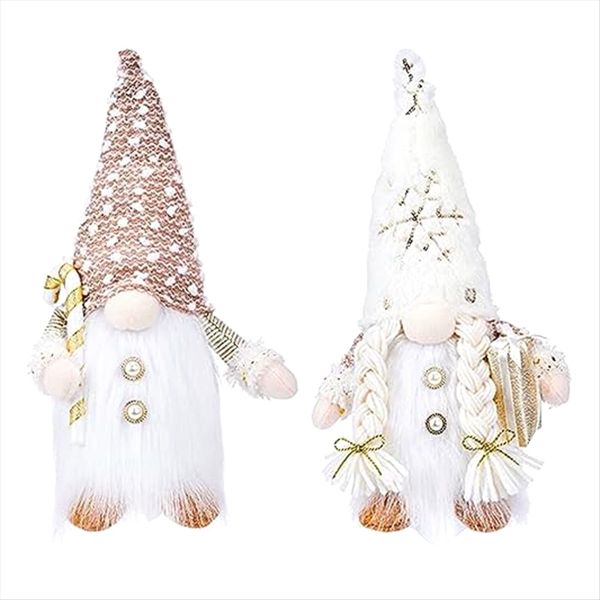 Set of 2 Christmas Gnomes, Lighted Christmas Gnomes Figurines Elf Plush Xma