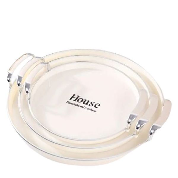 3 Piece Exquisite Round Multi-purpose Tray with Handles