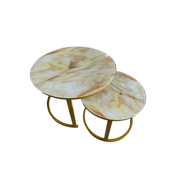 2 Piece Of Modern Nesting Round Glass Top Coffee image