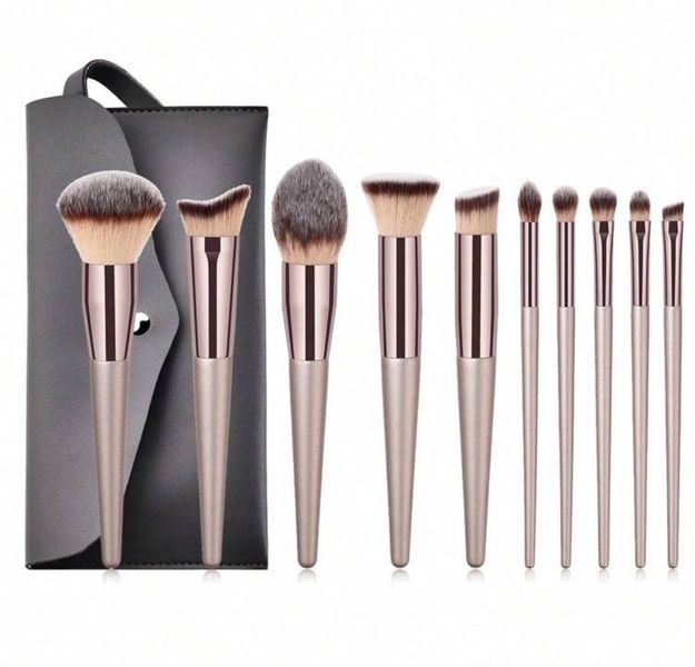 10 Piece Professional High Quality Synthetic Hair Makeup Brush Set + Case