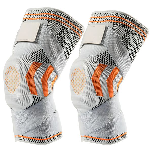 Sports Knee Pads Air Hole Design Silica Gel Pad with Double Straps - 1 Pair