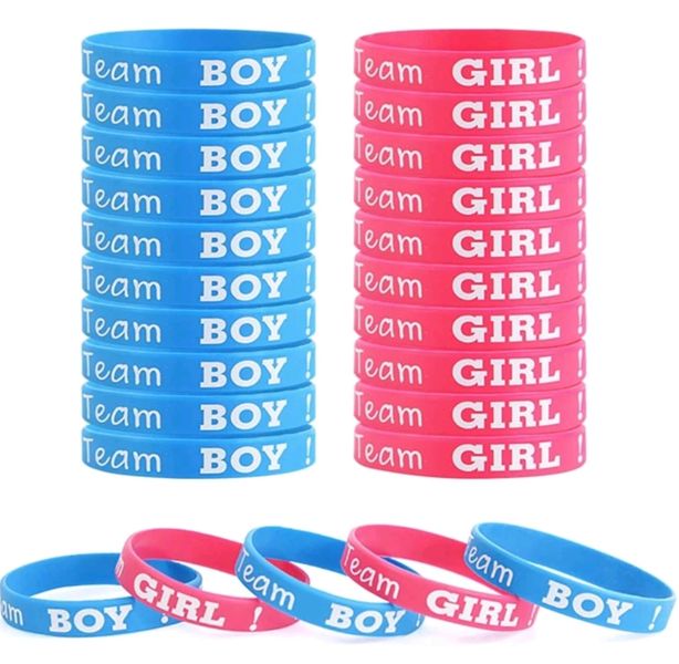 20 Gender Reveal Silicone Wristbands