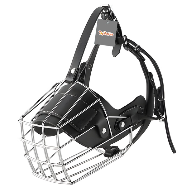 TopikaPet - Heavy-Duty Wire Dog Muzzle for Large Breeds, Adjustable Fit