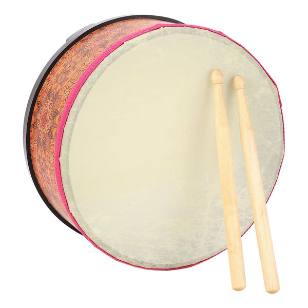 Orange Wooden Hand Drum Sheepskin Head