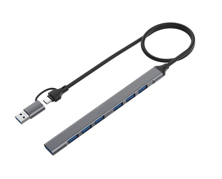 7 in 2 USB/USB-C TO 6 Ports 2.0 + 1Port 3.0 USB Smart HUB SE