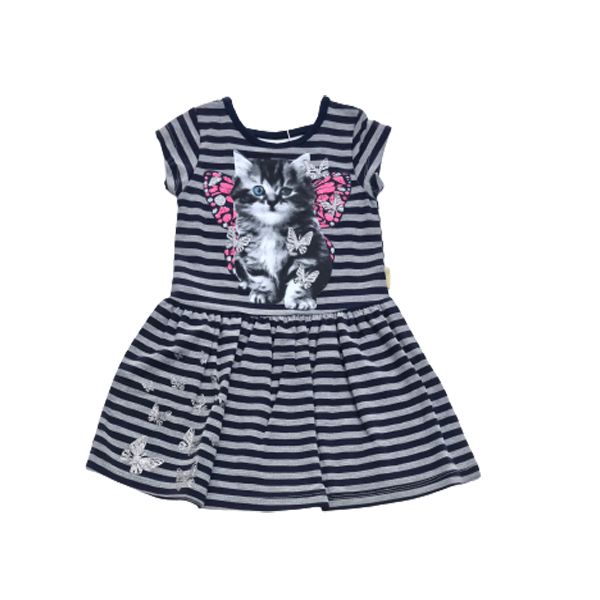 Baby Girls Pretty Navy Blue and Black Dress with Cat Print | Shop Today ...