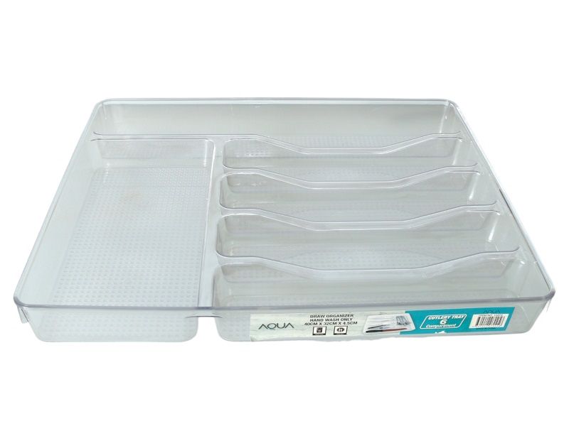 Aqua Cutlery Tray - 6 Division