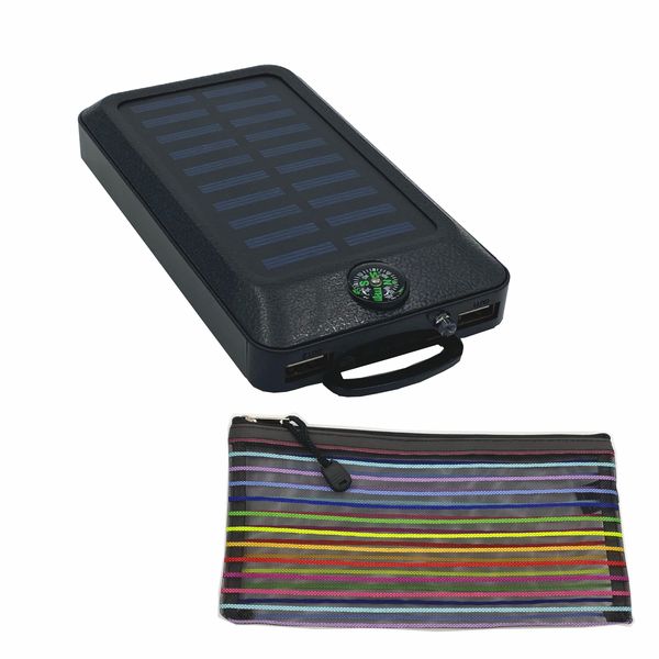 Solar Power Bank 10000mAh With Compass &amp; 20 LED Flash Light &amp; A Carry Case