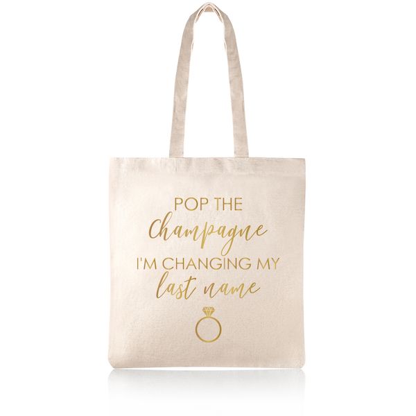 Pop The Champagne Bride Cotton Shopper Tote Bag