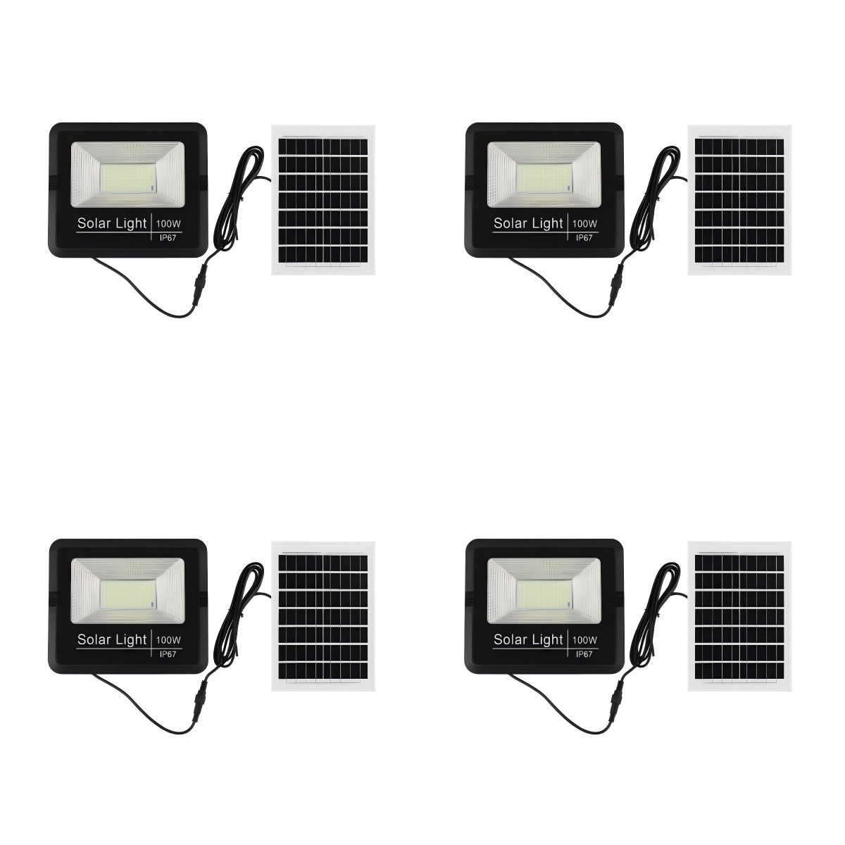 100W Solar LED Floodlight IP67 Waterproof Outdoor Light with Remote-4 Pack
