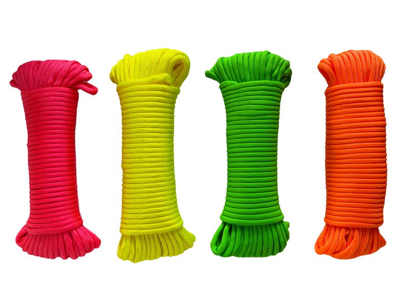 Paracord 550 Type III - 100% Nylon - 15m Lumo 4 Pack