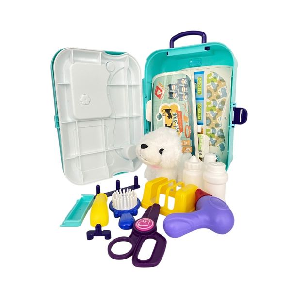 Pet Care Backpack Playset with Plush Puppy - 16 Piece Grooming Kit