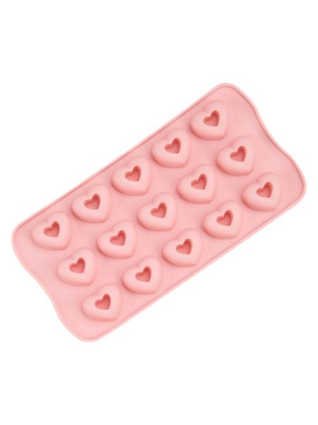 Heart-Shaped Silicone Candy Mold - Pink