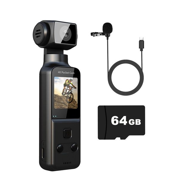 4K Body Camera - Pocket Cam with Mic, 270 Rotation, 64GB Included | K2