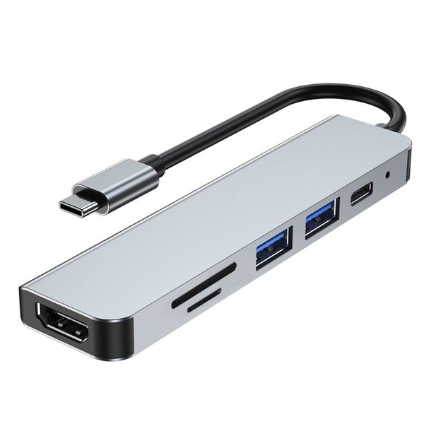 USB-C 6-in-1 Hub Adapter with 4K HDMI&amp;PD Charging Compatible with MacBook