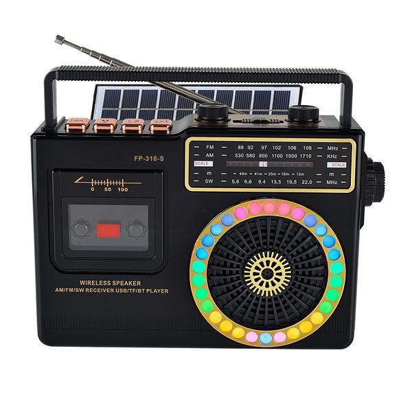 Vintage Style Solar Radio, Portable, AM FM SW 3 band radio -FP-318-S