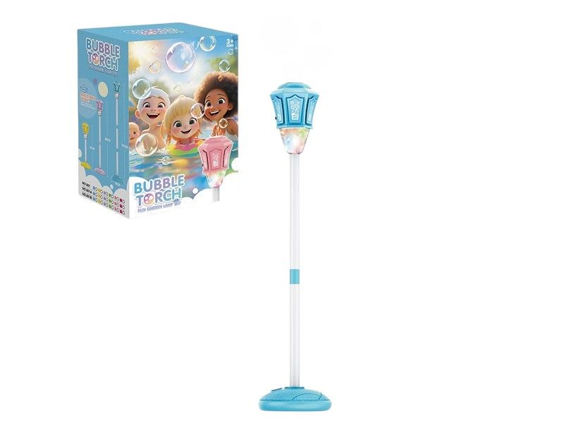 Street Lamp Bubble Machine - Rechargeable LED and Sound for Outdoor Fun