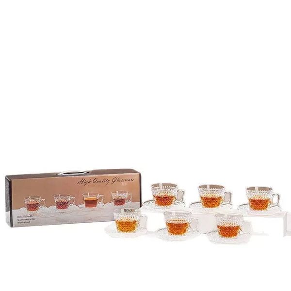 Cup &amp; Saucer Set 12 Piece Glass Espresso Vela