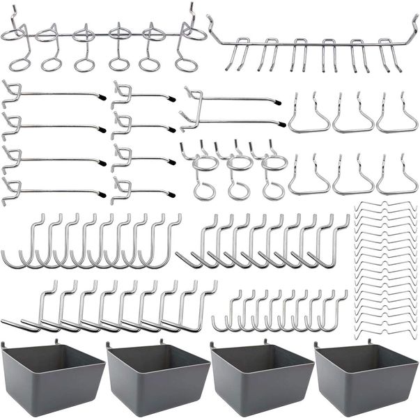 Pegboard Hooks - 80 Pegboard Accessories with Peg Locks For Tool Organizer